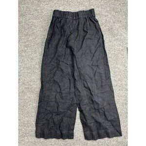 Only Child Linen Pants Womens M Petite Wide Leg Crop Elastic Waist USA Made
